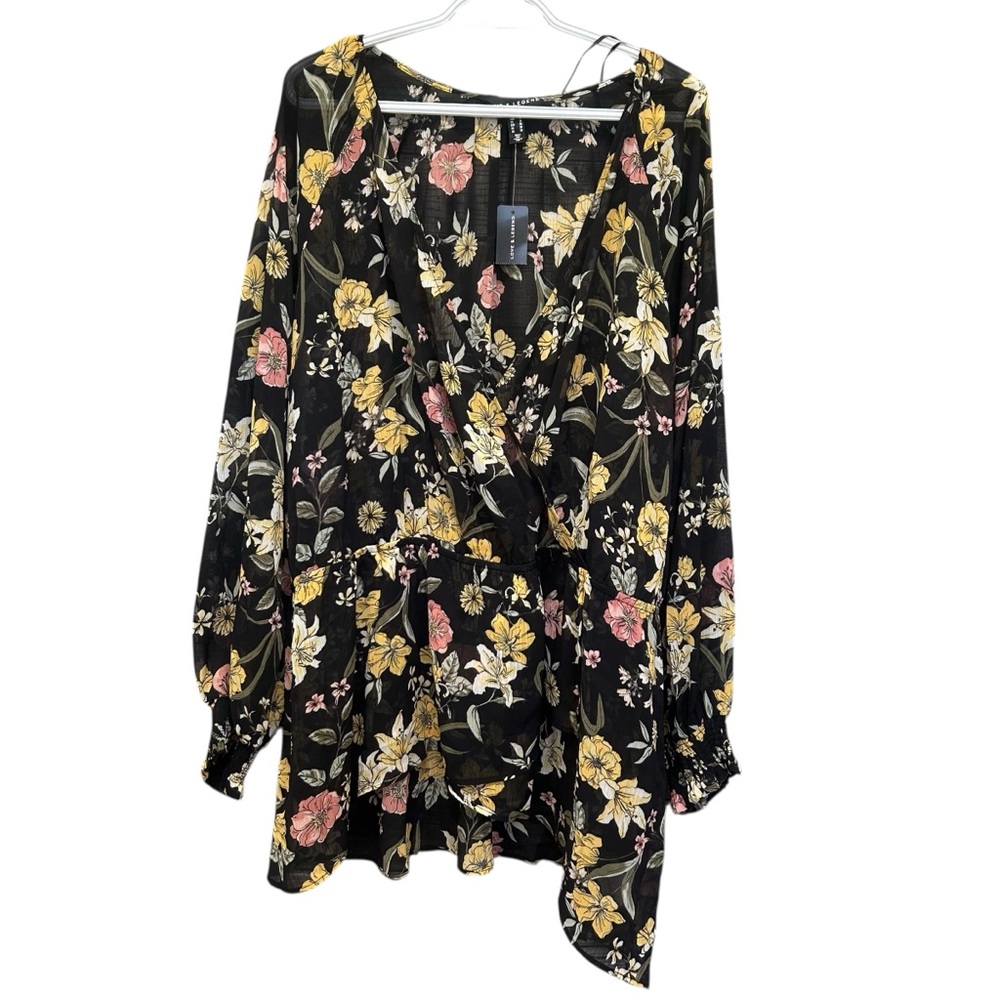 Love & Legend Multicolor Floral Crossover Blouse NWT Size 24